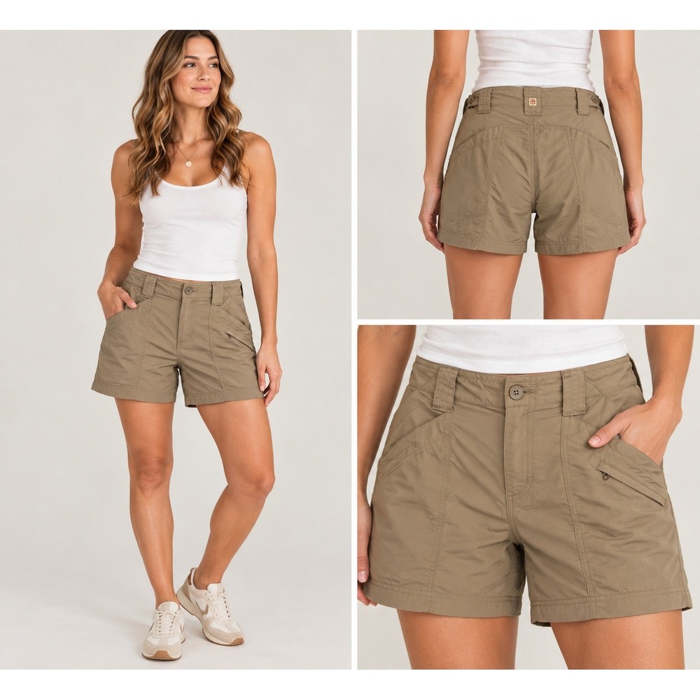Royal Robbins Shorts Women 10 Khaki Nylon Hiking Gorpcore Outdoorsy Travel